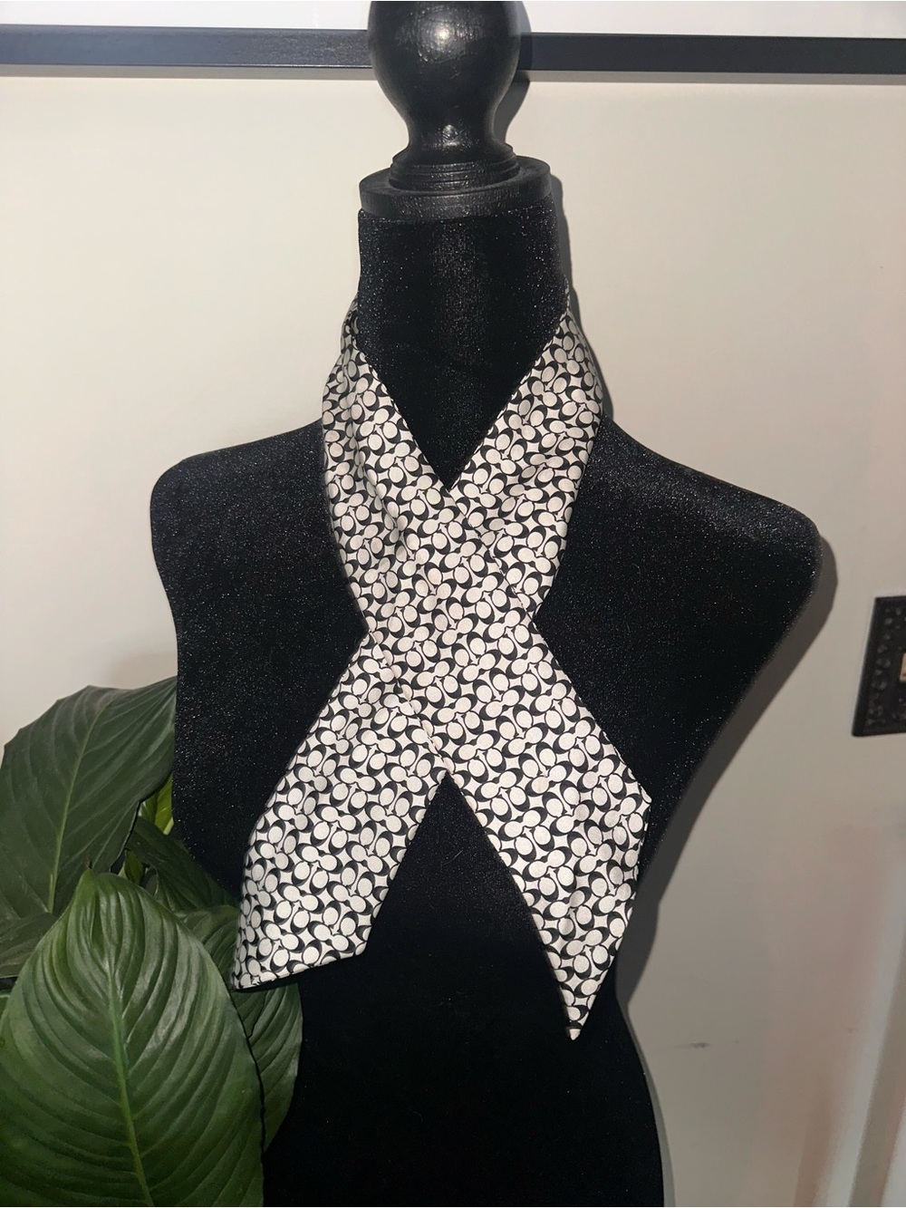 Coach Black and White Signature Dot Scarf